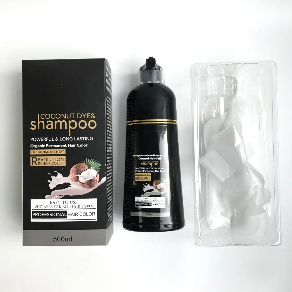 5 Minutes Fast Hair Dye Shampoo Black Hair Color Two In One Bottle Herbal Permanent Packaging Hair Dye Shampoo