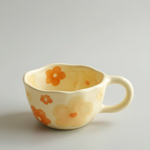 Tazas de Café Nórdicas Creativas de Lujo Hechas a Mano, Ecológicas, Aptas para Lavavajillas, Personalizables, Exquisitas, de Cerámica, con Asa de Flores, para el Hogar - Product Image 1