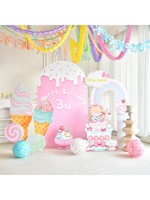 Décor mural moderne numérique personnalisé imprimé de dessins animés pour le premier et troisième anniversaire des filles, avec ballons et panneau en carton KT, CN