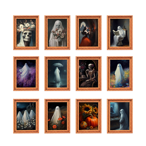 Custom Halloween Ghost Wooden Frame Fridge Magnet Set Spooky Home Decoration Retro Skeleton Pumpkin Art Kitchen Ornament - Product Image 2