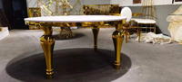 Table Ronde de Mariage de Luxe en Acier Inoxydable avec Plateau en Verre Serpentine pour Banquets et Décorations d'Événements