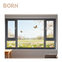 Ventana Abatible de Aluminio con Aislamiento Térmico, Bajo Consumo Energético, Resistente a la Intemperie y al Óxido, Precio de Fábrica, para Terraza