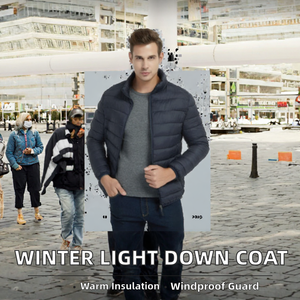 New Design Winter Light Custom Single Breasted Casual Mens Puffer <b>Jacket</b> with Stand Collar 100% Wool - Product Image 2