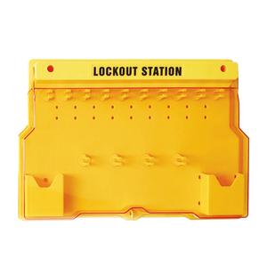 ロトプラスチック壁に取り付けられたロックアウトTagout駅イエロー10台の南京錠 - Product Image 2