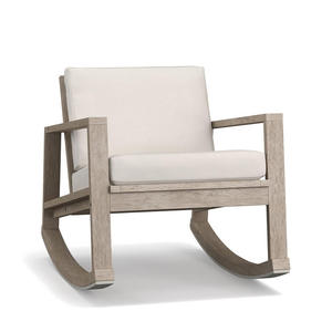 Fauteuil à bascule moderne en teck, résistant aux UV, fauteuil de loisirs minimaliste pour villa et cour - Product Image 3