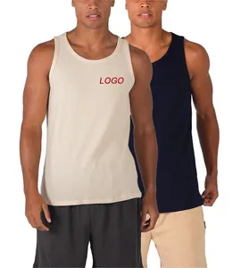 Custom Logo Men Sport Shirt Mesh Running Sleeveless Tshirts Breathable Cotton Gym Tank Top Mens Tank Top With Embroidery