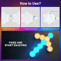 Lampes murales hexagonales RGB, panneaux LED modulaires intelligents en forme de nid d'abeille avec contrôle par application, synchronisation musicale, décoration DIY pour salle de jeux, chambre à coucher