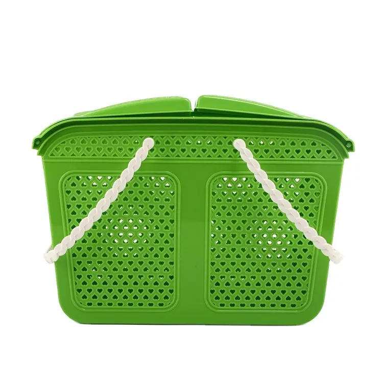 Cesta de plástico barata, cesta de almacenamiento para el hogar con asa