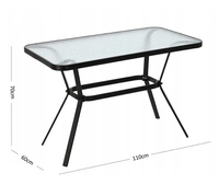 Conjunto de Muebles de Exterior de Patio con Estructura Metálica Moderna de Primera Calidad, Mesa de Vidrio con Diseño de Grano de Agua y Orificio para Sombrilla