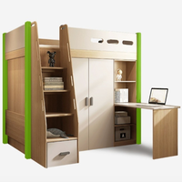 Lit superposé moderne avec bureau et rangement, lit mezzanine en bois avec armoire, lit pour dortoir étudiant, mobilier de bureau à domicile