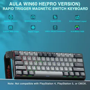 Teclado Inalámbrico para Juegos AULA MINI WIN60 HE Pro, Bluetooth, Tri-Modo, RGB, Intercambiable en Caliente, Programable - Product Image 5