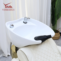 Chaise de lavage électrique 2-en-1 inclinable pour salon, avec bac à shampoing en céramique et fonction de massage par vibration