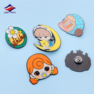 Longzhiyu 2021 New Design Custom Cute Girl Round Pins Cartoon Character Colorful Metal Pin Badges for Souvenirs