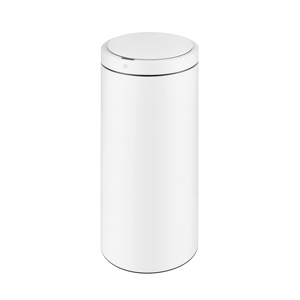 Poubelle ronde en acier inoxydable blanc de 42 L (11 gallons) pour hall d'hôtel, poubelle en métal <span class=keywords><strong>avec</strong></span> <span class=keywords><strong>couvercle</strong></span> à ouverture rotative - Product Image 1