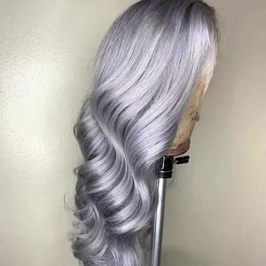Glueless corpo onda argento grigio colore Remy brasiliano svizzero pizzo 100% capelli umani HD pizzo parrucca anteriore - Product Image 1