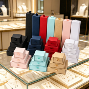 Wholesale Rectangle Paper <b>Jewelry</b> <b>Box</b> with Logo Packaging Luxury Drawer Organizer for Bracelet and <b>Necklace</b> - Product Image 4