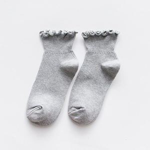 Wholesale Women's Cute Ankle <strong>Socks</strong> Ruffle Lettuce Edge Breathable Knit Cotton Soft Frilly Ankle <strong>Socks</strong> for Girls - Product Image 4