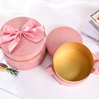 Maßgefertigte Luxus-Geschenkbox aus Samt mit Rundem Blumenmuster und Schleifenband, Stabile Papierverpackung für Hochzeitsgeschenke, Pralinen und Süßigkeiten