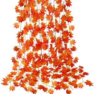 Guirlandes artificielles d'érable à 30 feuilles, bande de fleurs en soie rouge pour décorations de mariage, de fête et d'Halloween - Product Image 5