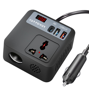 Onduleur de voiture super <span class=keywords><strong>rapide</strong></span> QC3.0 150W avec USB-C PD <span class=keywords><strong>et</strong></span> prise cc, <span class=keywords><strong>convertisseur</strong></span> 12/24V à 110-220V - Product Image 1