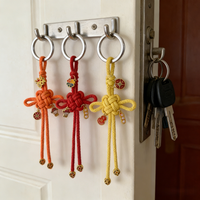 Porte-clés mousqueton tressé motif dessin animé Panda Chien, multicolore, porte-bonheur
