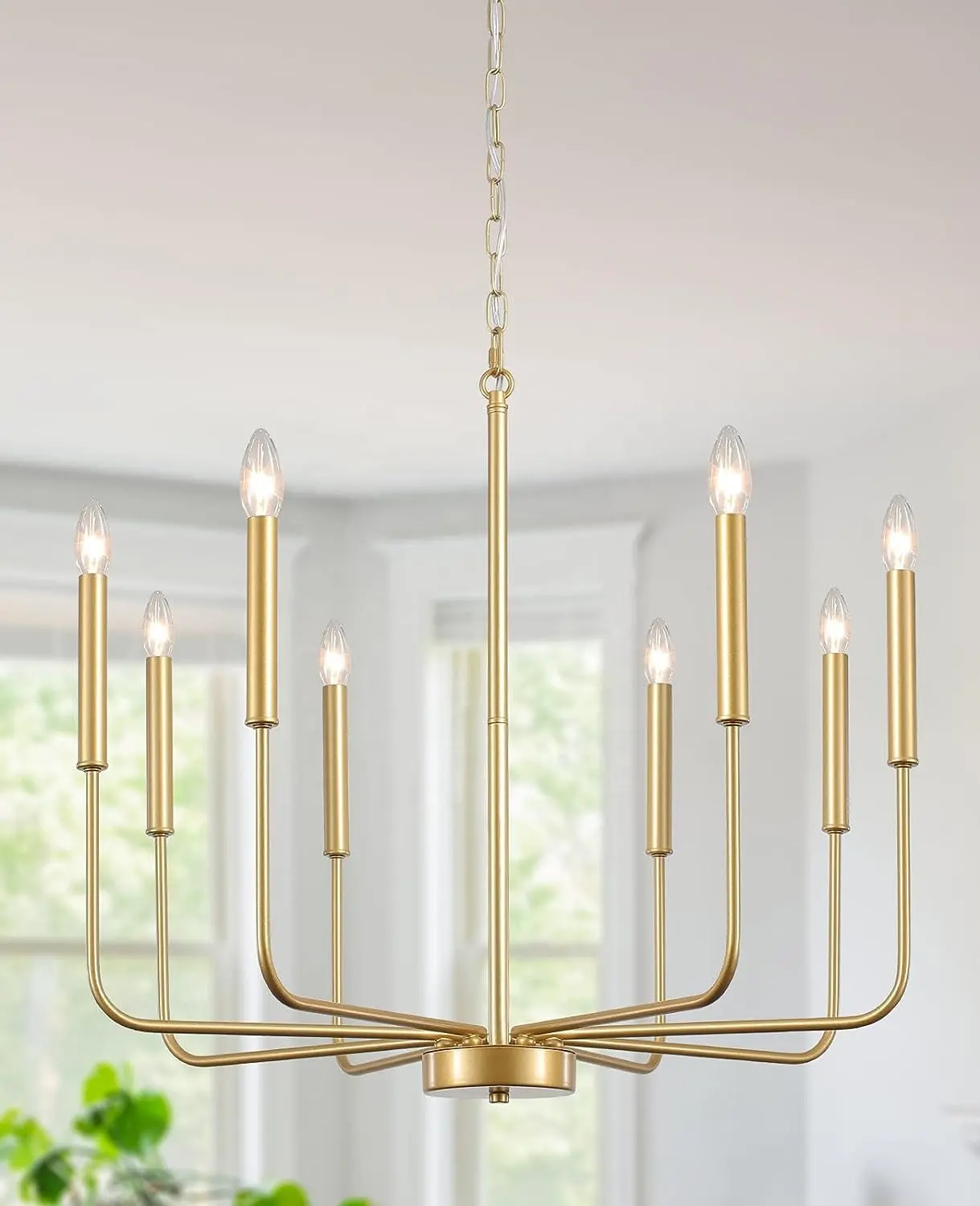 Mid-Eeuw Moderne Stijl Licht Luxurycandle Kroonluchter Decoratieve Lamp Goud 8 Lampjes Hanglamp