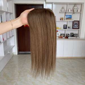 Cabello Humano Virgen Europeo 100% Natural, Color Marrón Balayage, Base Mono 3x5.5, Topper para Mujer con Pérdida de Cabello, Venta al por Mayor de Fábrica - Product Image 4