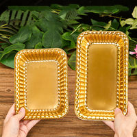 Plateaux jetables dorés rectangulaires, plateaux de service dorés, plateaux de fête couleur or pour la restauration, le buffet, les desserts, les sushis, la présentation des aliments