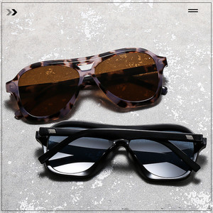 Lunettes de soleil vintage 2026 à double pont avec logo personnalisé, motif léopard, protection UV400, monture carrée plate pour hommes et femmes - Product Image 4