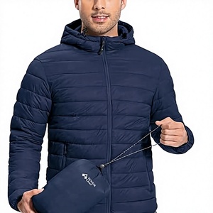 Men's Lightweight Packable Puffer Jacket Waterproof <b>Winter</b> Hood Jacket Custom Packable <b>Quilted</b> Puffer Jacket With Storage Pouch - Product Image 1
