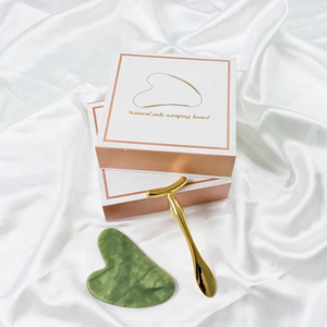 Piedra Natural Jade GuaSha Acero inoxidable Herramienta de masaje facial delgada Estiramiento DE LA PIEL Eliminador de arrugas Estiramiento facial Hogar Comercial - Product Image 4