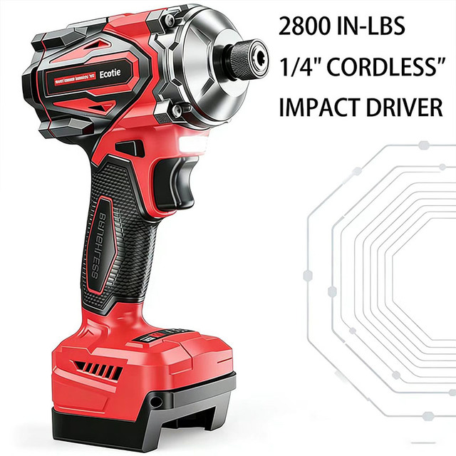 Powerful Brushless Cordless Impact Driver, 1/4", Universal 18V Battery Compatible, No Battery, for Auto Mechanics