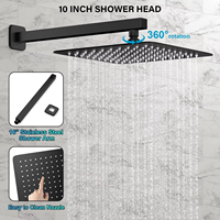 Ensemble de douche carré encastré noir avec pommeau de douche et robinet thermostatique mural pour salle de bain