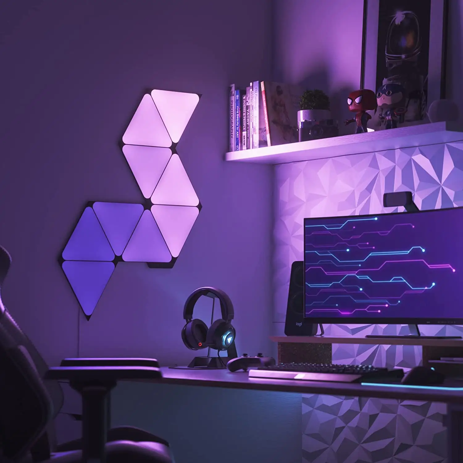 Cl Verlichting Fabriek Groothandel Rgb Magische Kleur Slimme Driehoek Panelen Led Ambient Gaming Kamer Verlichting Voor Indoor Decoratie