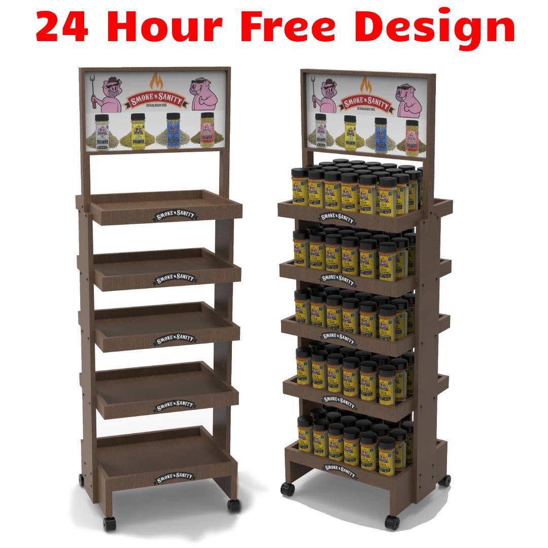 Custom 4 – Tier Wooden Easy Assemble Display Rack for Seasoning Shaker Bottles for Supermarkets & Retail Stores — view 4