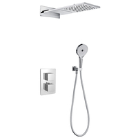 Ensemble de douche de salle de bains Robinet de douche mural à 3 voies Couleur noire Laiton Pluie Cascade Bain Douche Mitigeur