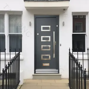 Puertas de entrada modernas Puertas internas de hierro exterior contemporáneas Diseño de puerta de metal para casa de apartamentos