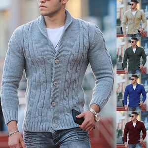 Cárdigan de <span class=keywords><strong>Hombre</strong></span>, Acrílico, Manga Larga, Corte Ajustado, con Cuello Camisero, Nueva Colección Otoño/Invierno |   Comercio transfronterizo para artículos |   Color Sólido - Product Image 2