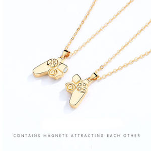 <span class=keywords><strong>Collier</strong></span> d'amitié tendance YULING, cadeau d'anniversaire, design géométrique magnétique, <span class=keywords><strong>manette</strong></span> de jeu vidéo, alliage plaqué or, lien BFF - Product Image 2