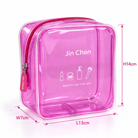 Sac cosmétique transparent teinté en PVC grande capacité, forme cube, insert blister, fermeture éclair, thermosoudé, étanche, pour voyage et sport