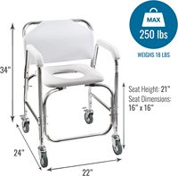 Chaise de douche roulante, fauteuil roulant, pour personnes âgées et handicapées, roues à verrouillage arrière, équipement de sécurité pour la salle de bain