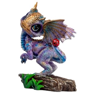 รูปปั้นมังกรน้อยและเต่าทองทำจากเรซิ่นสีม่วง ของตกแต่งบ้าน งานฝีมือเพ้นท์มือพร้อมรายละเอียดที่ประณีต - Product Image 1