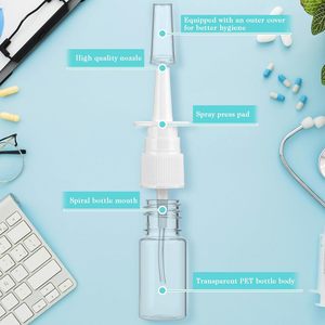 Flacon pulvérisateur nasal vide en plastique/verre, anti-fuite, réutilisable, pour médicaments nasaux - Product Image 3