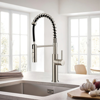 Robinet mélangeur d'eau chaude et froide de qualité supérieure, extractible, moderne, en acier inoxydable 304, à poignée unique, 1 trou, pour évier de cuisine