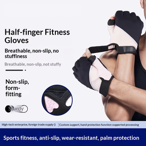 Gants de sport personnalisés avec logo pour la musculation, le badminton, le <span class=keywords><strong>tennis</strong></span> - Gants d'entraînement demi-doigts antidérapants, respirants et compressifs - Product Image 4