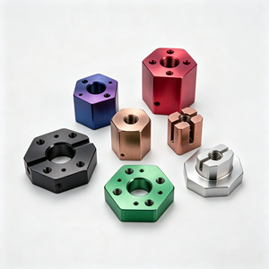 ข้อต่อหกเหลี่ยมอะลูมิเนียมเคลือบสีหลายสี ผลิตด้วยเครื่อง CNC ชิ้นส่วนประกอบเครื่องจักรกลแบบกำหนดเอง - Product Image 6