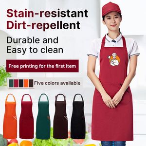 Juego de Delantales de Trabajo con Logotipo Personalizado, con Mangas y Gorro, Delantal de Chef Impermeable para Restaurante, Cafetería, Supermercado, Camarero - Product Image 2
