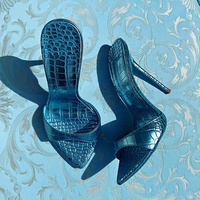 Mules à talons très hauts et bout pointu pour femmes, motif croco, couleur et étiquette personnalisables – Grande Vente