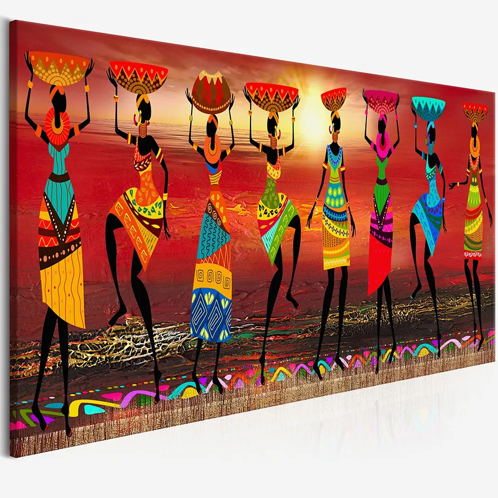 Etnicos Tribal Art Cuadros Afrikanische Frauen Tanzen Ölgemälde Hotel Home Decor Leinwand äthiopische Wand kunst