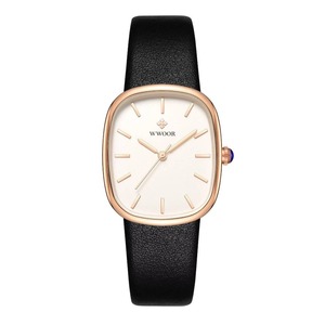 Montre à Quartz élégante pour femmes, cadran carré en or Rose, bracelet en cuir noir, étanche, minimaliste, décontractée, à la mode - Product Image 2